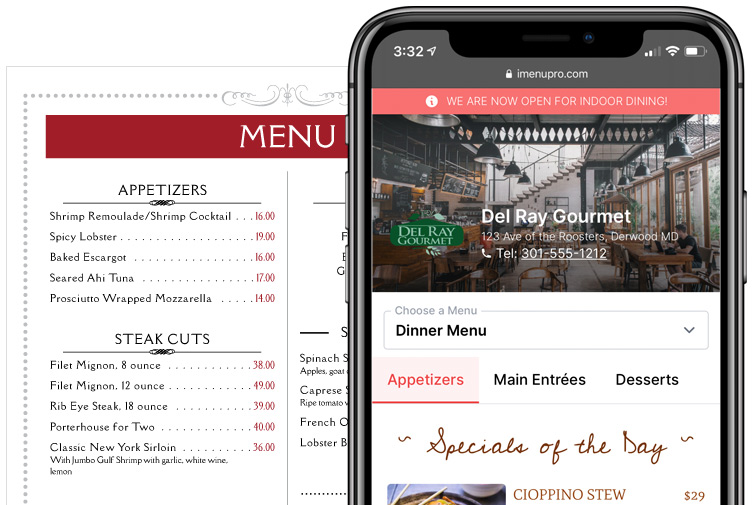 Printed Menu Maker Design and QR Menu